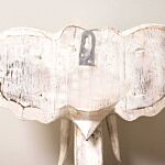 Large Elephant Head - Gold & Whitewash