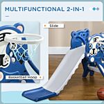 Aiyaplay 2 In 1 Baby Slide For Indoor Use With Basketball Hoop, Basketball, For Ages 18-36 Months - Blue