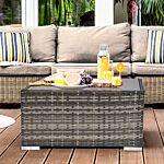 Outsunny Rattan Coffee Table Ready To Use Outdoor Furniture Suitable For Garden Backyard Deep Grey