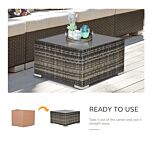 Outsunny Rattan Coffee Table Ready To Use Outdoor Furniture Suitable For Garden Backyard Deep Grey