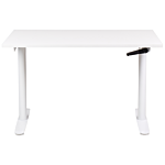 Manually Adjustable Desk White Tabletop White Steel Frame 120 X 72 Cm Sit And Stand Round Feet Modern Design Office Beliani