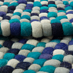 Area Rug Blue 160 X 230 Cm Wool Felt Ball Hand-woven Beliani