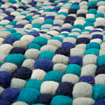 Area Rug Blue 160 X 230 Cm Wool Felt Ball Hand-woven Beliani