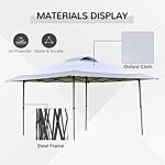 Outsunny 4 X 4m Pop-up Canopy Gazebo Tent With Roller Bag & Adjustable Legs Outdoor Party, Steel Frame, White