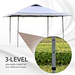 Outsunny 4 X 4m Pop-up Canopy Gazebo Tent With Roller Bag & Adjustable Legs Outdoor Party, Steel Frame, White