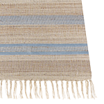 Runner Rug Beige And Light Blue Jute 80 X 300 Cm Rectangular With Tassels Striped Pattern Handwoven Boho Style Hallway Beliani