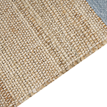 Runner Rug Beige And Light Blue Jute 80 X 300 Cm Rectangular With Tassels Striped Pattern Handwoven Boho Style Hallway Beliani