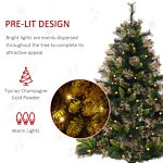 Homcom 1.5m Prelit Christmas Tree Artificial Tree, Metal Stand-green