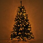 Homcom 1.5m Prelit Christmas Tree Artificial Tree, Metal Stand-green