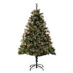 Homcom 1.5m Prelit Christmas Tree Artificial Tree, Metal Stand-green