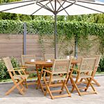 Vidaxl Folding Garden Chairs 6 Pcs Beige Poly Rattan And Solid Wood