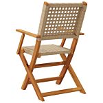Vidaxl Folding Garden Chairs 6 Pcs Beige Poly Rattan And Solid Wood