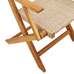 Vidaxl Folding Garden Chairs 6 Pcs Beige Poly Rattan And Solid Wood