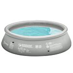 Outsunny Inflatable Swimming Pool, Family-sized Round Paddling Pool W/ Hand Pump For Kids, Adults, Outdoor, Garden And Backyard, 274cm X 76cm, Grey