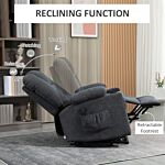 Homcom Oversized Riser And Recliner Chairs For The Elderly, Fabric Upholstered Lift For Living Room With Remote Control Side Pockets Cup Holder Grey