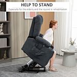 Homcom Oversized Riser And Recliner Chairs For The Elderly, Fabric Upholstered Lift For Living Room With Remote Control Side Pockets Cup Holder Grey