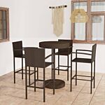 Vidaxl 5 Piece Garden Bar Set Poly Rattan Brown