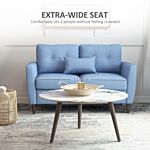 Homcom 2 Seat Sofa Double Sofa Loveseat Fabric Wooden Legs Tufted Design For Living Room, Dining Room, Office, Light Blue