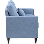 Homcom 2 Seat Sofa Double Sofa Loveseat Fabric Wooden Legs Tufted Design For Living Room, Dining Room, Office, Light Blue