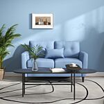 Homcom 2 Seat Sofa Double Sofa Loveseat Fabric Wooden Legs Tufted Design For Living Room, Dining Room, Office, Light Blue