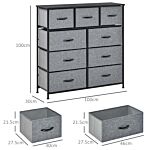 Homcom 9 Drawers Storage Chest Dresser Organizer Unit , Easy Pull Fabric Bins, For Bedroom, Hallway, Entryway, Black & Grey