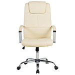 Office Chair Beige Faux Leather Swivel Adjustable Tilting Beliani