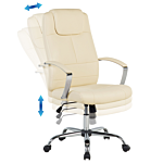 Office Chair Beige Faux Leather Swivel Adjustable Tilting Beliani