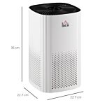 Homcom Air Purifiers For Bedroom With 3-stage Carbon Hepa Filtration System, Air Monitor, Timer, Ioniser, Cleaner With 4 Speeds, Remove Smoke Odors