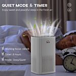Homcom Air Purifiers For Bedroom With 3-stage Carbon Hepa Filtration System, Air Monitor, Timer, Ioniser, Cleaner With 4 Speeds, Remove Smoke Odors