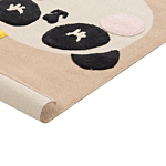 Area Rug Beige Cotton Polyester 80 X 150 Cm Panda Print Low Pile Runner For Children Playroom Beliani