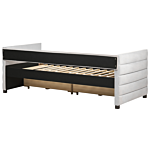 Daybed Light Grey Velvet Eu Single Size 90 X 200 Cm With Slatted Frame And Drawers Beliani