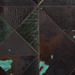 Rug Brown And Blue Cowhide Leather 200 X 140 Cm Abstract Handcrafted Low Pile Modern Beliani