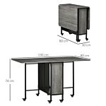 Homcom Mobile Drop Leaf Table Folding Kitchen Table Extendable Dining Table For Small Spaces With 6 Wheels & Storage Shelf