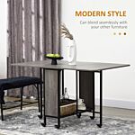 Homcom Mobile Drop Leaf Table Folding Kitchen Table Extendable Dining Table For Small Spaces With 6 Wheels & Storage Shelf