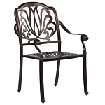 Set Of 4 Garden Dining Chairs Brown Aluminium With Cushions Outdoor Vintage Beliani