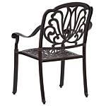 Set Of 4 Garden Dining Chairs Brown Aluminium With Cushions Outdoor Vintage Beliani