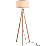 Homcom 5ft Elegant Wood Tripod Floor Lamp Free Standing E27 Bulb Lamp Versatile Use For Home Office - Beige