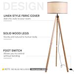 Homcom 5ft Elegant Wood Tripod Floor Lamp Free Standing E27 Bulb Lamp Versatile Use For Home Office - Beige