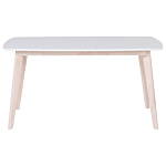 Dining Table White Wooden Legs 150 X 90 Cm Rectangular Scandinavian Style Beliani