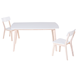 Dining Table White Wooden Legs 150 X 90 Cm Rectangular Scandinavian Style Beliani