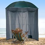 Outsunny 2.2m Fishing Umbrella Parasol W/ Side-dark Green