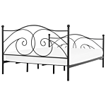 Eu Super King Size Panel Bed 6ft Black Metal Frame Slatted Base Retro Beliani