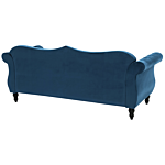 Living Room Set Blue Velvet 2 Seater 3 Seater Nailhead Trim Button Tufted Throw Pillows Rolled Arms Glam Beliani