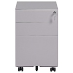 Office Storage Unit Grey Steel With Castors 3 Drawers Key-locked Industrial Design Beliani