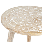 Set Of 2 Nesting Side Tables White Distressed Light Mango Wood Round End Side Tables For Living Room Retro Vintage Design Beliani