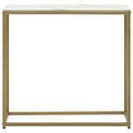 Console Table White Marble Effect Tempered Glass Top Gold Metal Base Glam Modern Living Room Bedroom Hallway Beliani