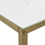 Console Table White Marble Effect Tempered Glass Top Gold Metal Base Glam Modern Living Room Bedroom Hallway Beliani