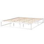 Bed Frame White Metal Eu Super King 6ft Industrial Modern Style In-built Slats Without Headrest Beliani