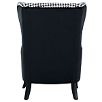 Wingback Chair Black And White Fabric Houndstooth Armchair Button Tufted Wooden Legs Beliani