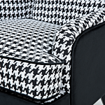 Wingback Chair Black And White Fabric Houndstooth Armchair Button Tufted Wooden Legs Beliani